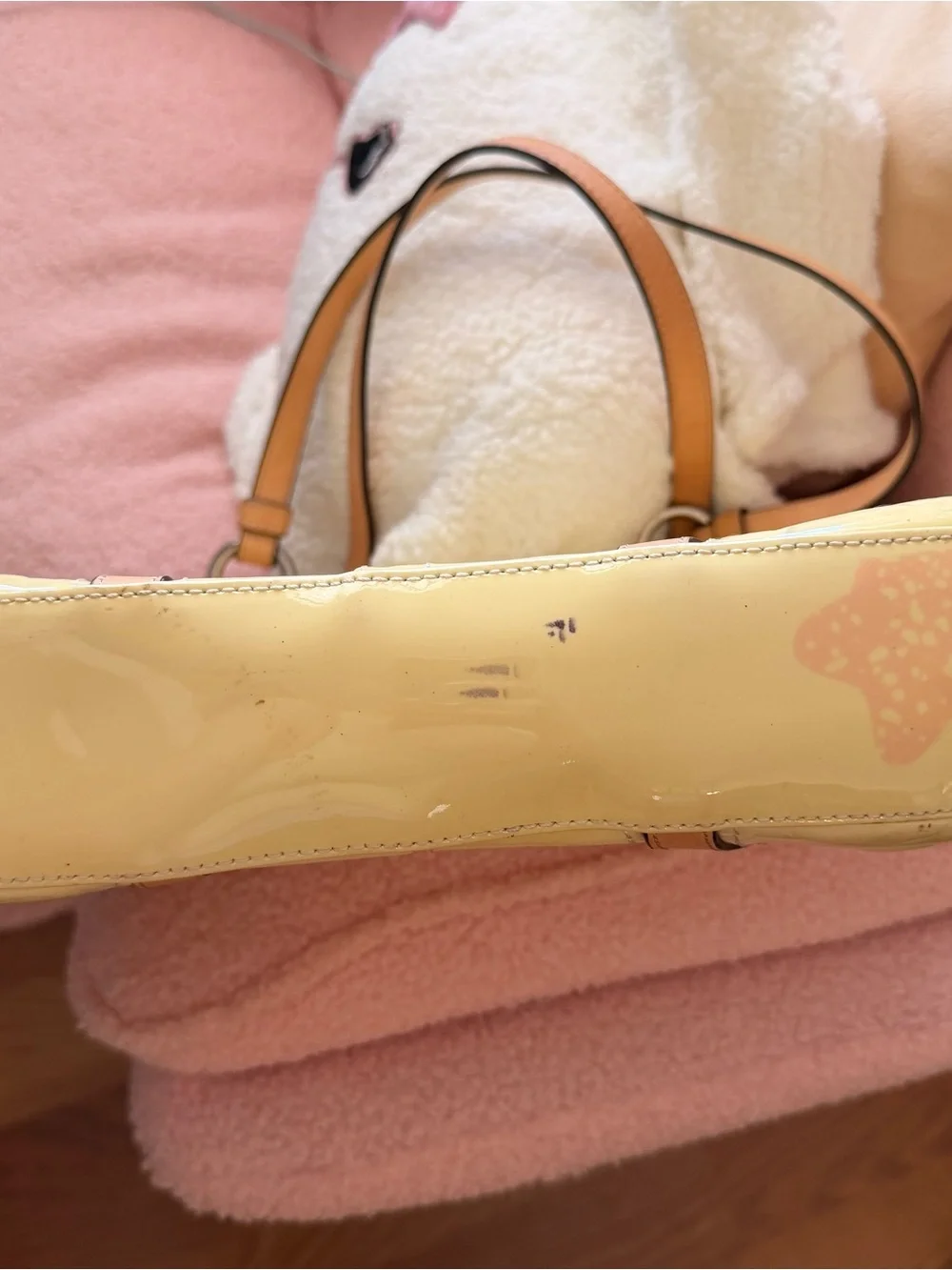 Vintage Coach vinyl leather pastel yellow purse